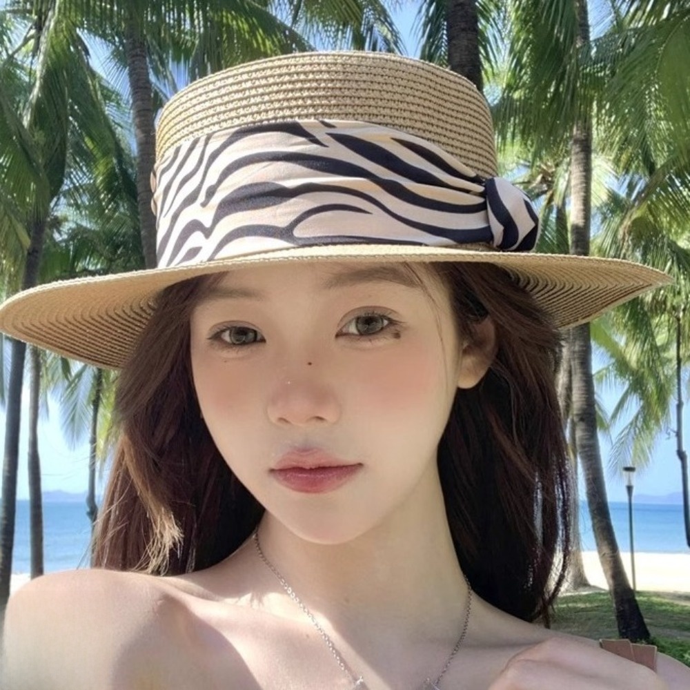 with Leopard Print Belt Straw  - огляд і ціна Bucket Hat Straw